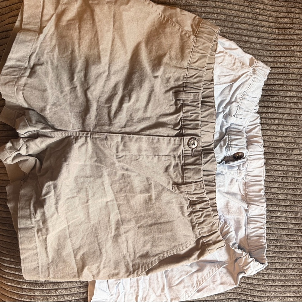 chubbies Beige Cotton Shorts with Navy Label (TWO PAIRS)